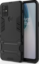 Mobigear Hoesje geschikt voor OnePlus Nord N10 5G Telefoonhoesje Hardcase | Mobigear Armor Stand Backcover Shockproof met Standaard | Schokbestendig Nord N10 5G Telefoonhoesje | Anti Shock Proof - Zwart