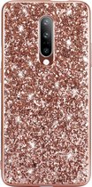 Mobigear Hoesje geschikt voor OnePlus 8 Telefoonhoesje Hardcase | Mobigear Glitter Backcover | 8 Case | Back Cover - Roségoud