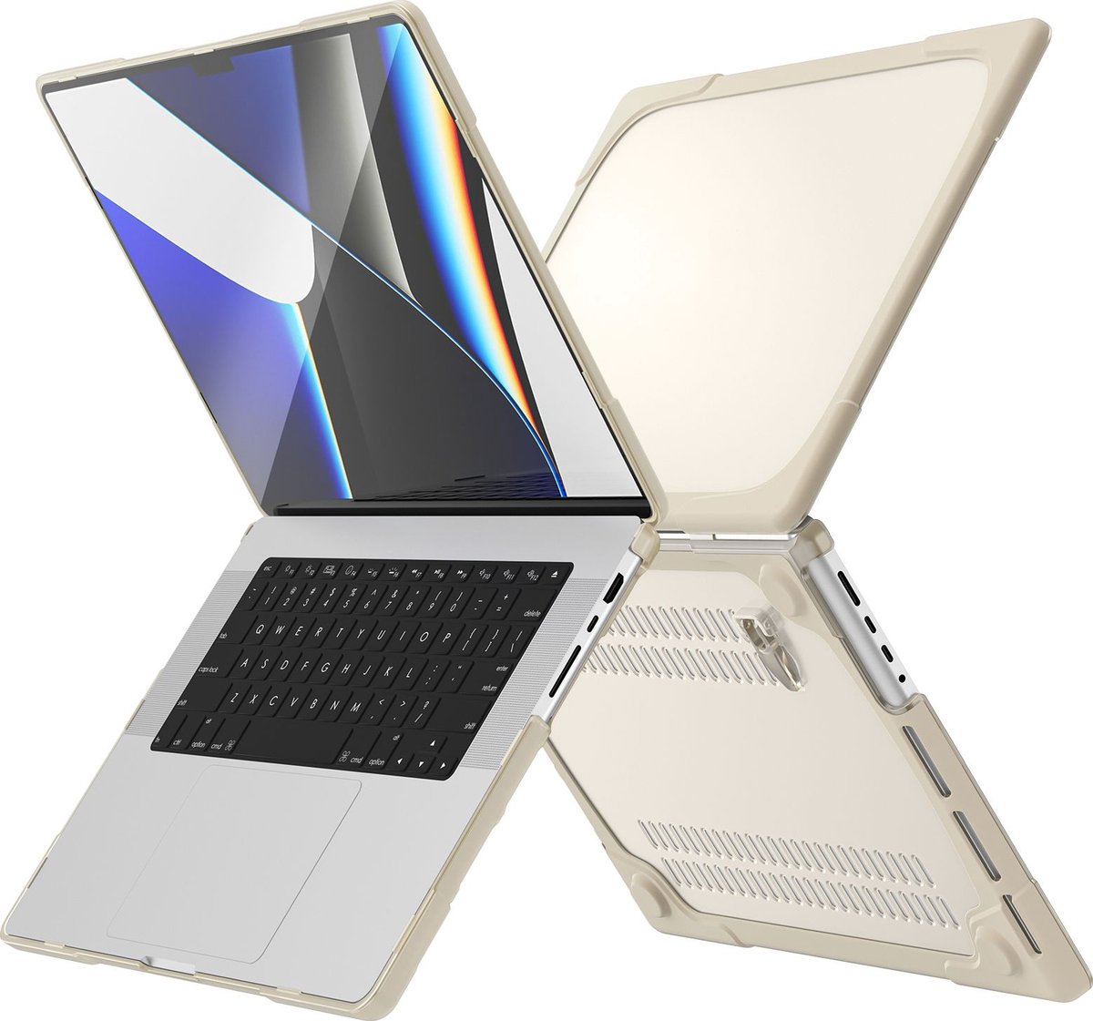 Mobigear Laptophoes geschikt voor Apple MacBook Pro 14 Inch (2021-2024) Hoes Hardshell Laptopcover MacBook Case | Mobigear Shockproof - Taupe - Model A2442 / A2779 / A2918 / A2992 / A3401