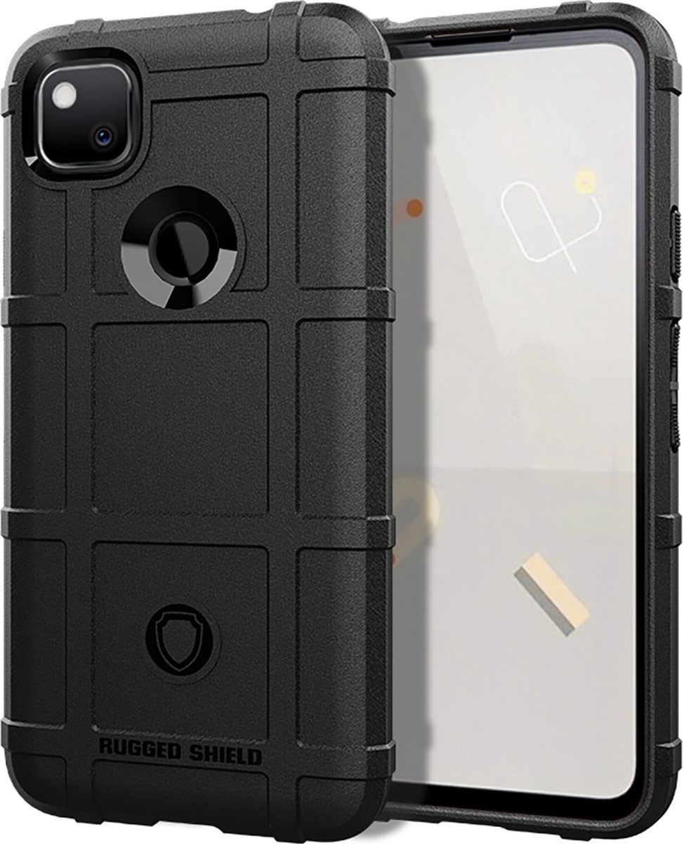 Mobigear Hoesje geschikt voor Google Pixel 5 Telefoonhoesje Flexibel TPU | Mobigear Rugged Shield Backcover Shockproof | Schokbestendig Pixel 5 Telefoonhoesje | Anti Shock Proof - Zwart