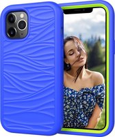 Mobigear Hoesje geschikt voor Apple iPhone 12 Telefoonhoesje Hardcase | Mobigear Wave Backcover Shockproof | Schokbestendig iPhone 12 Telefoonhoesje | Anti Shock Proof - Blauw