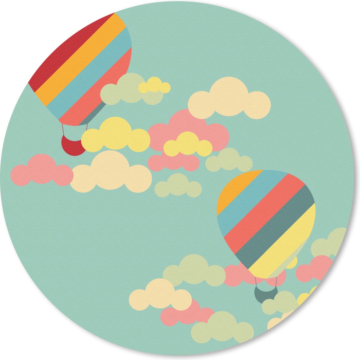 Muismat rond 20x20 cm - Mousepad Luchtballon - Patronen - Baby - Ronde muismatten