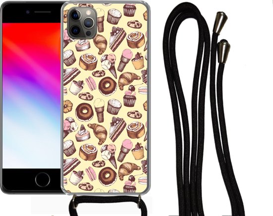 Coque avec cordon iPhone 13 Pro - Fille - Nourriture - Gâteau - Motifs - Fille - Kids - Enfants - Meiden - Siliconen - Bandoulière - Coque arrière avec cordon - Coque pour téléphone avec cordon - Coque avec corde