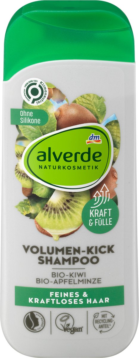 alverde NATURKOSMETIK Shampoo volume kick biologische kiwi, biologische appelmunt, 200 ml