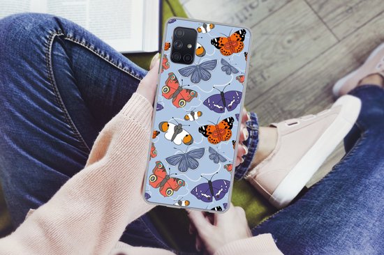 Coque Samsung Galaxy A51 - Filles - Papillon - Oranje - Motifs - Fille - Kids - Enfants - Meiden - Coque de téléphone en Siliconen