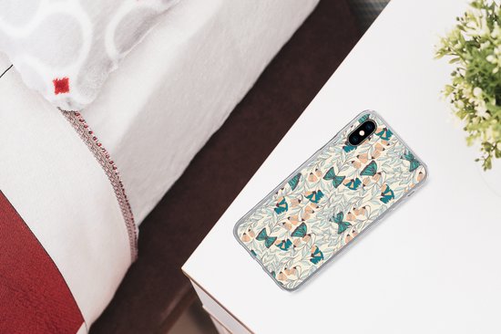 Coque iPhone Xs - Filles - Papillon - Fleurs - Motifs - Coque en Siliconen pour téléphone -