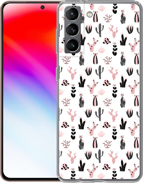 Coque Samsung Galaxy S21 - Meiden - Cactus - Rose - Motifs - Fille - Kids - Enfants - Coque de téléphone en Siliconen