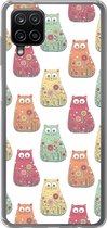 Coque Samsung Galaxy A12 - Filles - Chat - Fleurs - Motifs - Fille - Kids - Enfants - Coque de téléphone en Siliconen