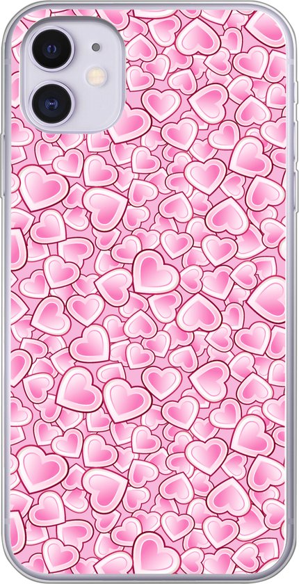 Coque iPhone 11 - Meiden - Hartjes - Rose - Motifs - Fille - Enfant - Enfants - Coque de téléphone en Siliconen
