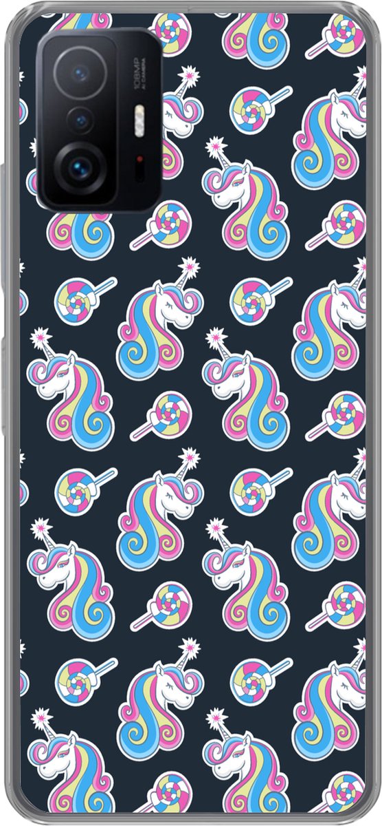 Telefoonhoesje Geschikt voor Xiaomi 11T Pro hoesje - Meisje - Unicorn - Lolly snoep - Patronen - Girl - Kids - Kinderen - Siliconen Telefoonhoesje Telefoonhoesje