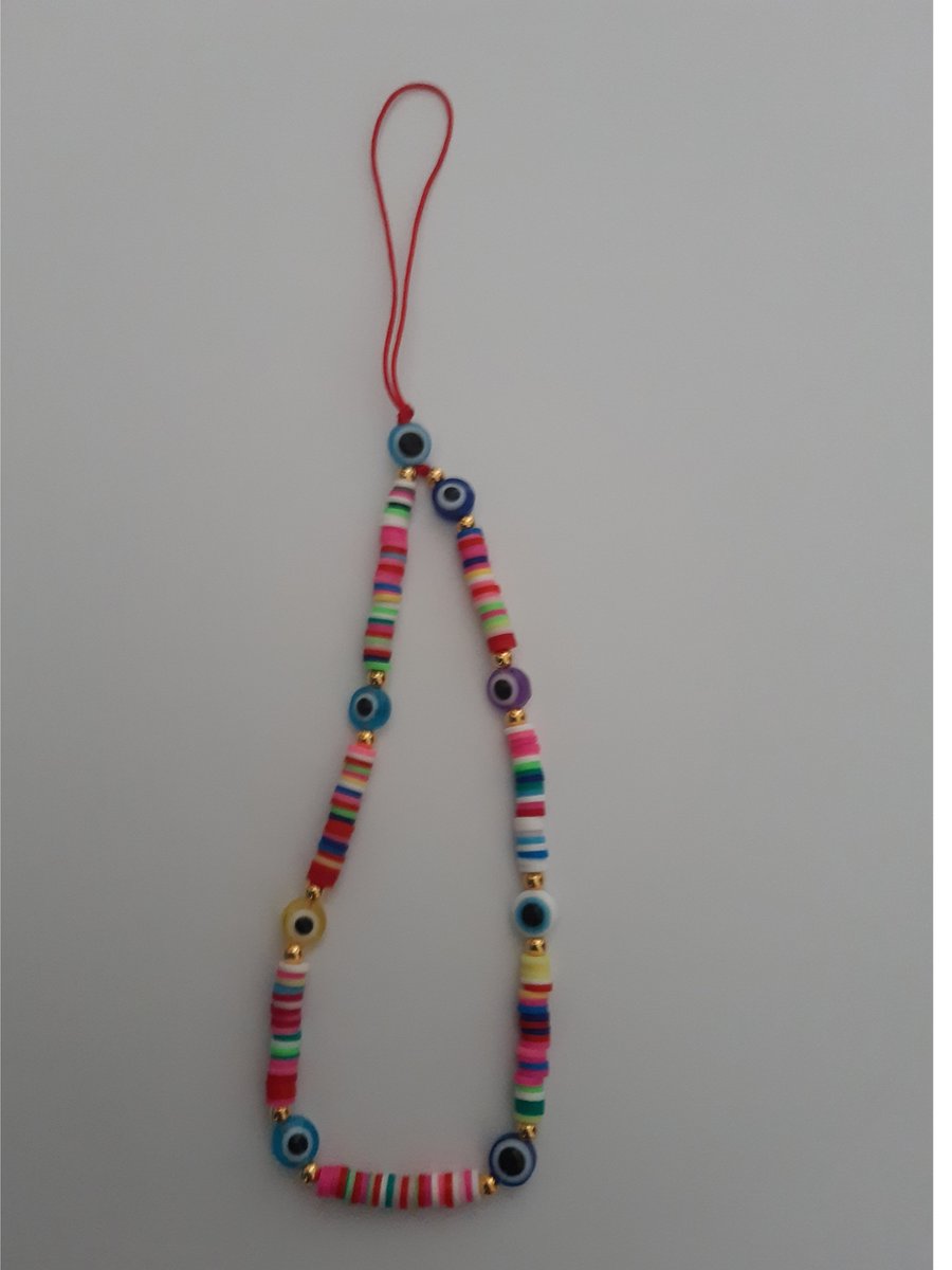 TWOA-telefoonsieraad –telefoonarmband – telefoonkoord - telefoonketting oog vrolijke kralen