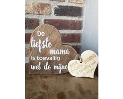 Teksthart De liefste mama inclusief houten hartje mama - tekstbord mama - moederdag cadeautje moederdag cadeau - moederdag - mama