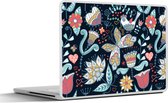 Laptop sticker - 13.3 inch - Vlinder - Vogel - Bloem - Patroon - 31x22,5cm - Laptopstickers - Laptop skin - Cover