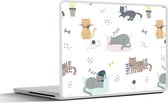 Laptop sticker - 14 inch - Katten - Huisdieren - Patronen - 32x5x23x5cm - Laptopstickers - Laptop skin - Cover