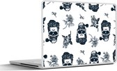 Laptop sticker - 14 inch - Patronen - Schedel - Rozen - Piraten - Jongens - Kinderen - Kids - 32x5x23x5cm - Laptopstickers - Laptop skin - Cover