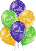 Latex ballonnen (6st): "Eid Mubarak" - 30cm
