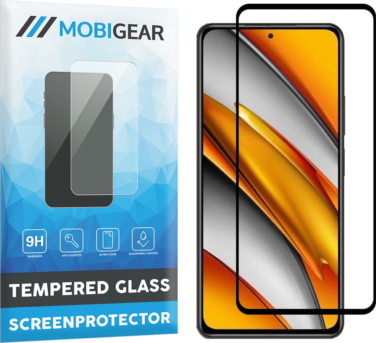 Mobigear Screenprotector geschikt voor POCO F3 Glazen | Mobigear Premium Screenprotector - Case Friendly - Zwart
