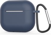 Jumada's "Geschikt" voor Apple Airpods hoesje - Geschikt voor Airpods 3 - Softcase - Donker blauw - Beschermhoesje - Met clip