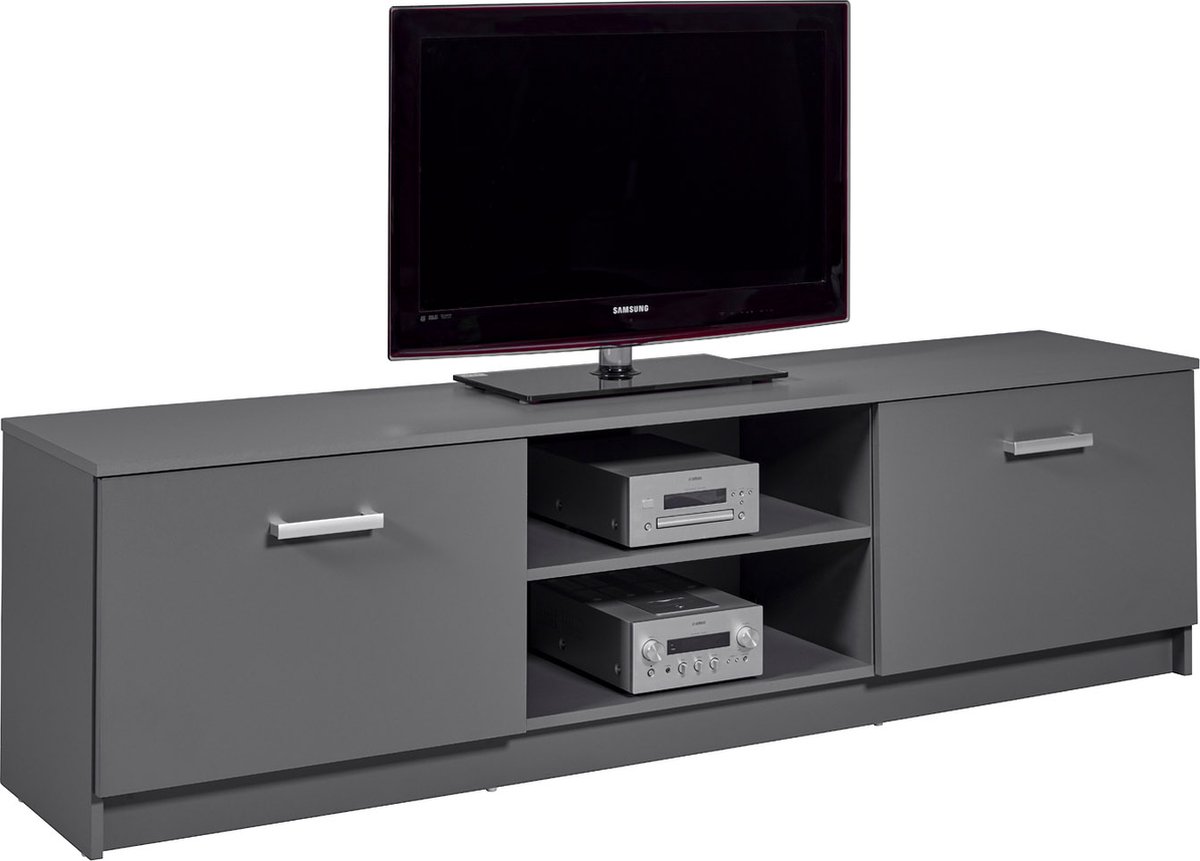 Interlink SAS Tv-meubel Eden 180cm 2 deuren - grafiet grijs - Interlink - Kasten - Grijs - Spaanplaat - Kasten