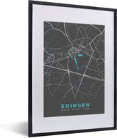 Cadre photo avec affiche - Plan de la ville - Grijs - Carte - Enghien - België - Carte - 30x40 cm - Cadre pour affiche