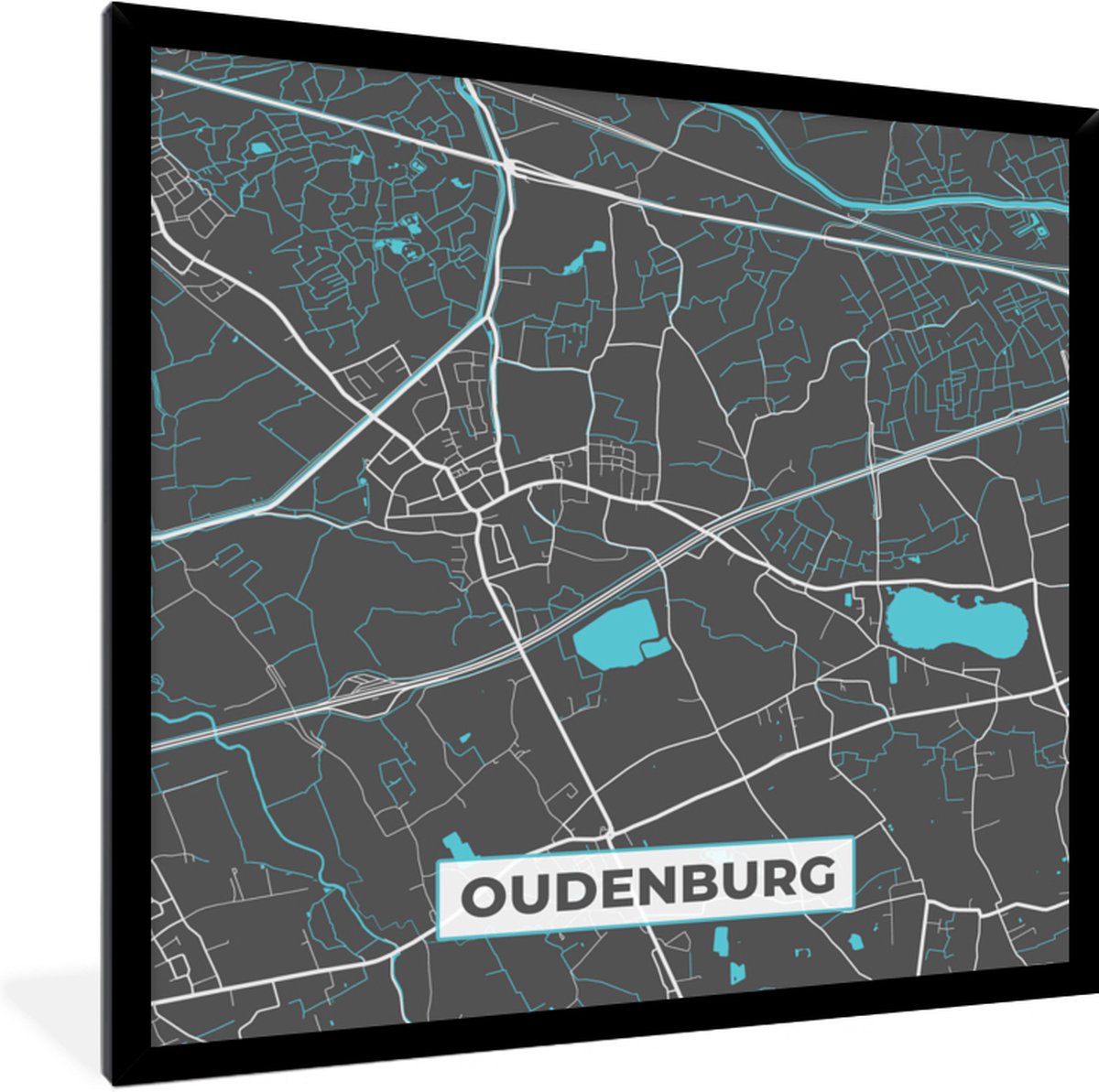 Fotolijst incl. Poster - België – Oudenburg – Stadskaart – Kaart ...