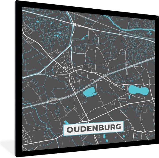 Fotolijst Incl Poster Belgi Oudenburg Stadskaart Kaart Blauw Plattegrond Bol