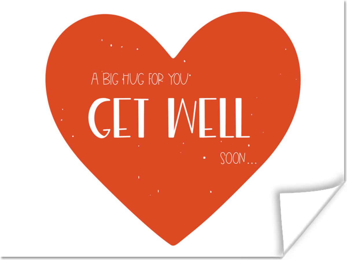Poster Beterschap - Quote - Rood - Knuffel - 80x60 cm