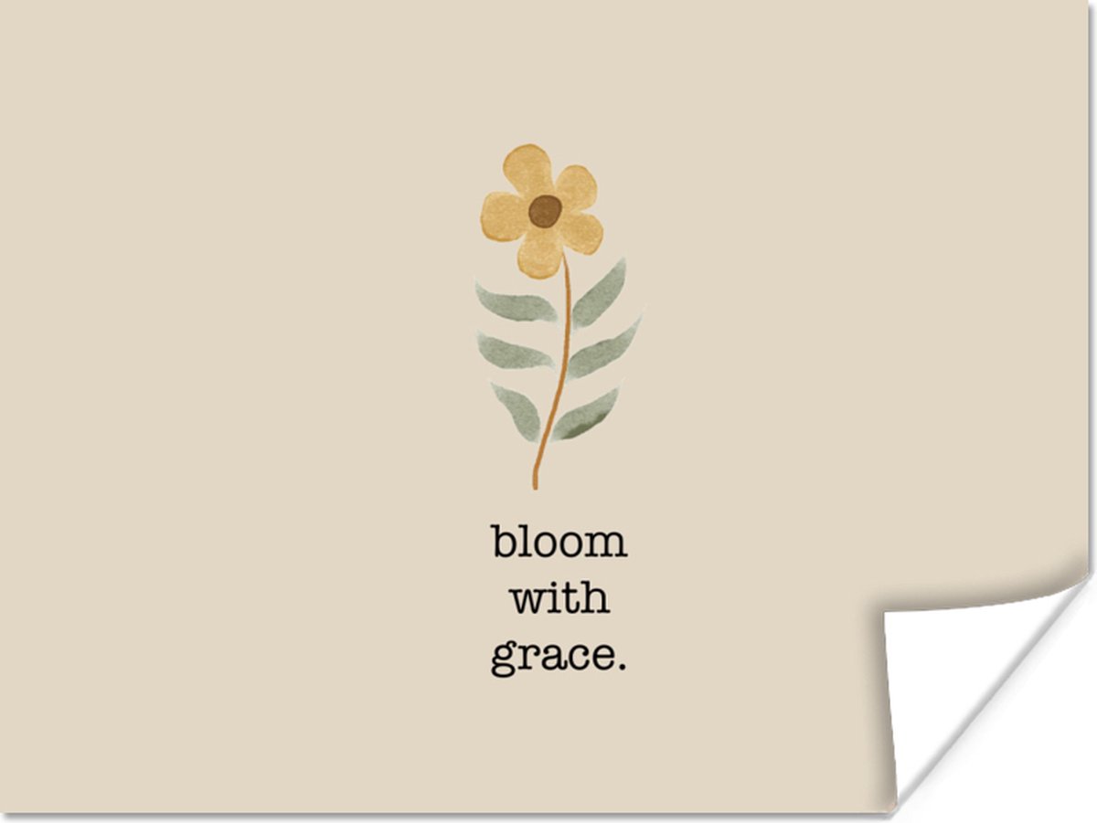 Poster Quotes - Spreuken - Bloom with grace - 40x30 cm
