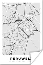 Poster Stadskaart – Plattegrond – België – Zwart Wit – Péruwelz – Kaart - 40x60 cm