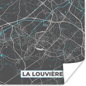 Poster Plattegrond – La Louvière – Blauw – Stadskaart - Kaart - 30x30 cm