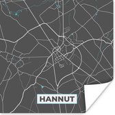 Poster België – Hannut – Stadskaart – Kaart – Blauw – Plattegrond - 75x75 cm