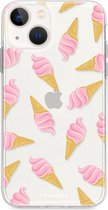 Fooncase Hoesje Geschikt voor iPhone 13 Mini - Shockproof Case - Back Cover / Soft Case - Ice Ice Baby / Ijsjes / Roze ijsjes