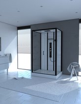 Cabine de douche rectangulaire Aurlane 115x90x215cm Factory rectangle - blanc avec profils noirs