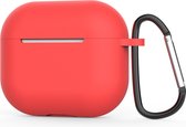 Jumada's "Geschikt" voor Apple Airpods hoesje - Geschikt voor Airpods 3 - Softcase - Rood - Beschermhoesje - Met clip