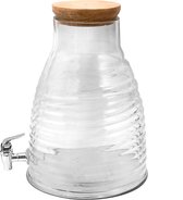 Clayre & Eef à jus avec robinet et couvercle 29*33*34 cm Pichet à eau en Glas transparent