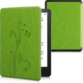 Housse kwmobile pour Amazon Kindle Paperwhite (11. Gen - 2021) - Étui pour liseuse en vert clair - Design tiges et papillon