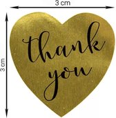 Stickers hart "Multiplaza" 50 stuks - goud - THANK YOU - bedankt - promoten bedrijf - hobby - bedrijf - webshop - bestellingen - brief - pakket