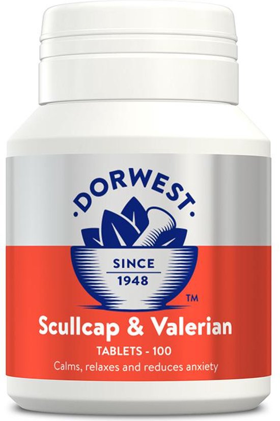 Dorwest scullcap valerian tabletten 200 stuks hond en kat rustgevend