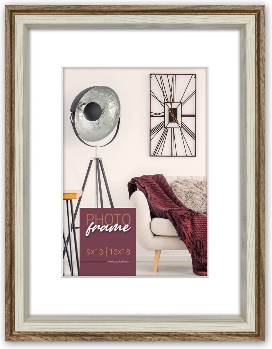 Zep Houten fotolijst Palmi Bruin met Passe-Partout voor foto 13x18/18x24 - DN918B