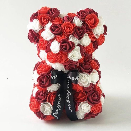 Kunstbloem - Rozen Teddy Beer 25 cm - Rose Bear - Rose Teddy - Liefde - Moederdag - Verjaardag - Valentijn Cadeau