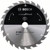Bosch Professional Cirkelzaagblad voor Hout | Standard for Wood | Ø 165mm Asgat 20mm 24T - 2608837685