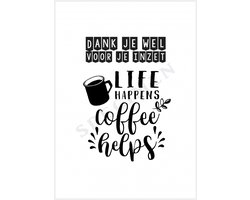 wenskaart A6 (10.5x14.8cm) enkele koffie kaarten dank voor je inzet - 50 stuks excl. envelop | Bedankt | wenskaarten