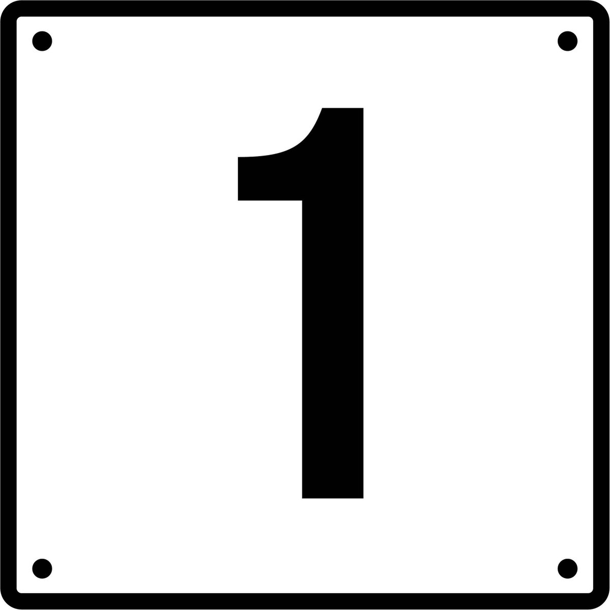 Huisnummerbord 1 - Incl. Schroeven en Pluggen – Acrylaat - 10 x 10 cm - Wit met Zwart