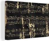 Canvas Schilderij Muziek - Goud - Zwart - 30x20 cm - Wanddecoratie