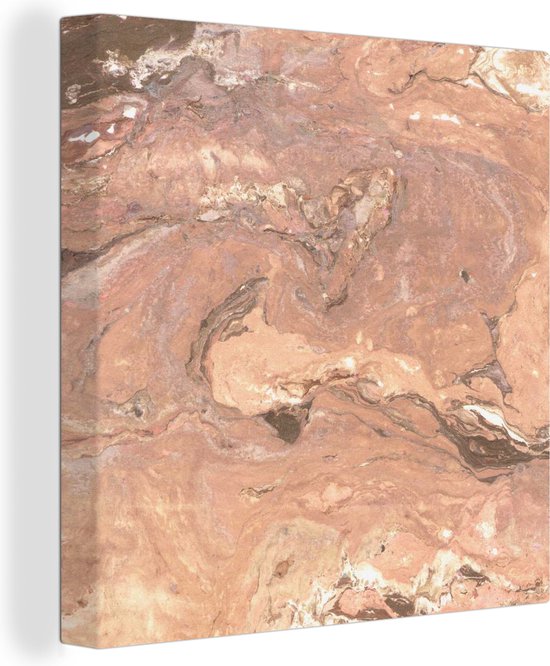 Canvas Schilderij Keien - Roze - Graniet - 90x90 cm - Wanddecoratie