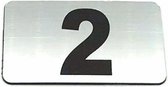 Nummerplaatje 2 - Nummerbordje - Huisnummer - Deur en Kamernummer - Lockernummer - Plakcijfers - Zelfklevend - Brievenbus Nummer - RVS Look - 80 mm x 50 mm x 1,6 mm - 5 jaar Garant
