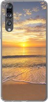 Geschikt voor Huawei P20 Pro hoesje - Strand - Zonsondergang - Zee - Siliconen Telefoonhoesje