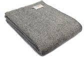 Tweedmill Plaid Visgraat zonder franje Grijs (Stitch Slate) - Nieuw wol - Made in the UK