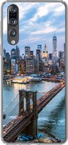 Geschikt voor Huawei P20 Pro hoesje - New York - Skyline - Brug - Siliconen Telefoonhoesje