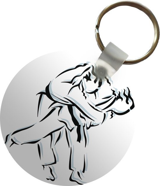 Sleutelhanger - Een illustratie van drie verschillende situaties in judo - Plastic - Rond - Uitdeelcadeautjes
